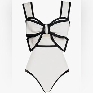 Elegant Black and White Women Swim One Piece